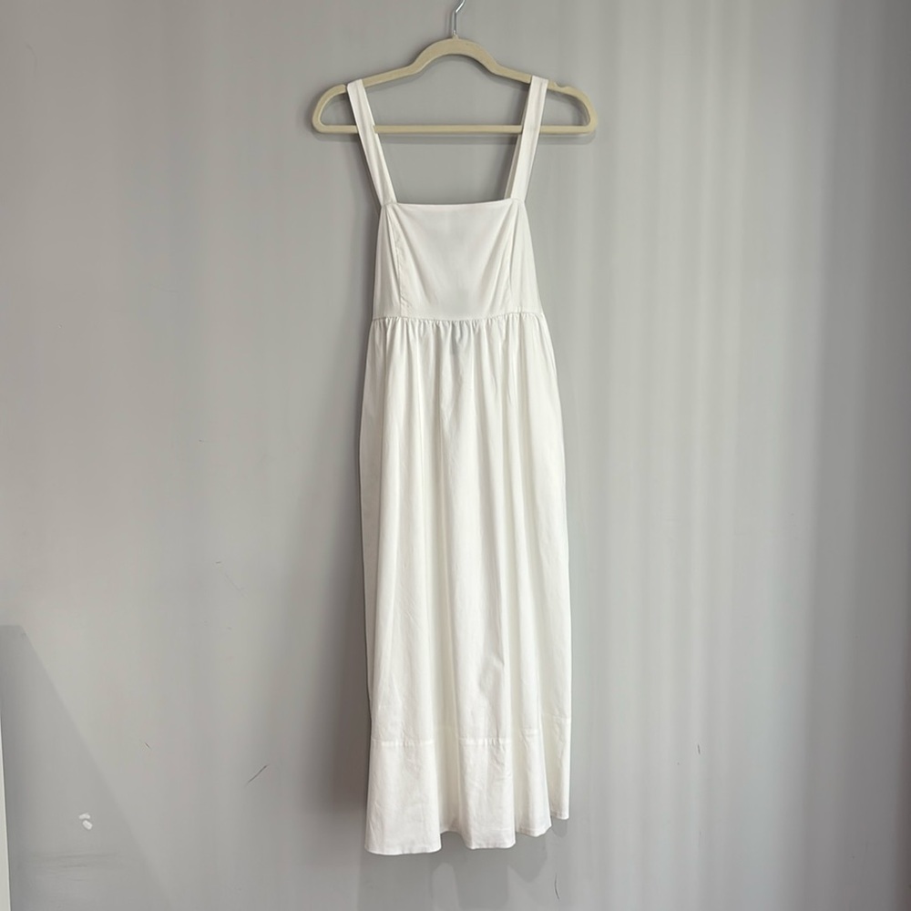 NWT Banana Republic Sl Poplin Tie Midi Dress in White Size 8 TALL